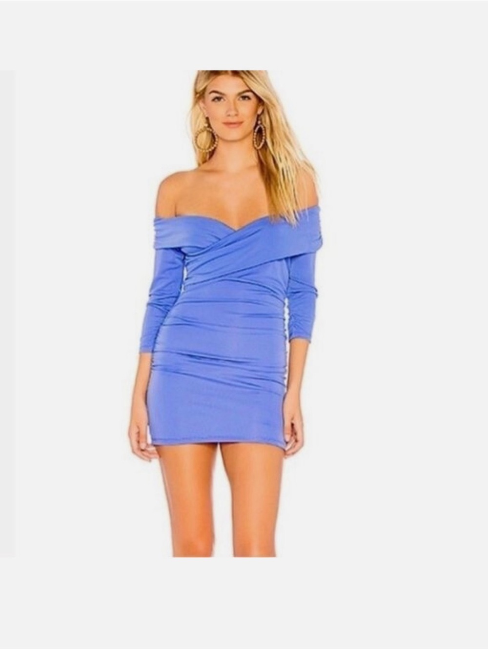 MAJORELLE Lilac Off-Shoulder Ruched Mini Dress